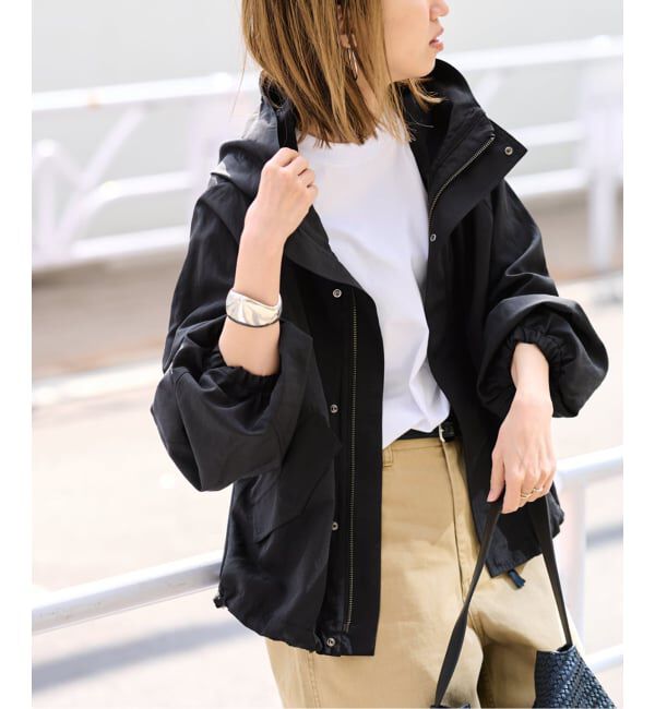 FRAMeWORK「≪追加≫リネンPLタッサーフードショートブルゾン」|ブルゾン・スタジャン|