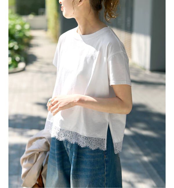 Spick and Span「《一部店舗+WEB限定予約》ヘムレース付きTシャツ」|Tシャツ・カットソー|