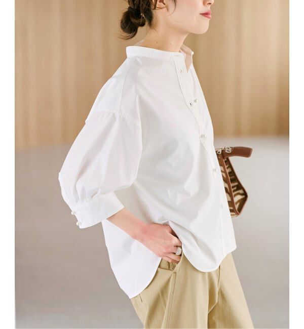 Spick and Span「《WEB限定 / 追加2予約》パールボタンギャザースリーブシャツ」|シャツ・ブラウス|ホワイト A
