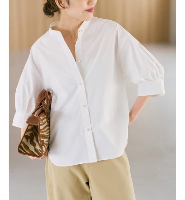 Spick and Span「《WEB限定 / 追加2予約》パールボタンギャザースリーブシャツ」|シャツ・ブラウス|