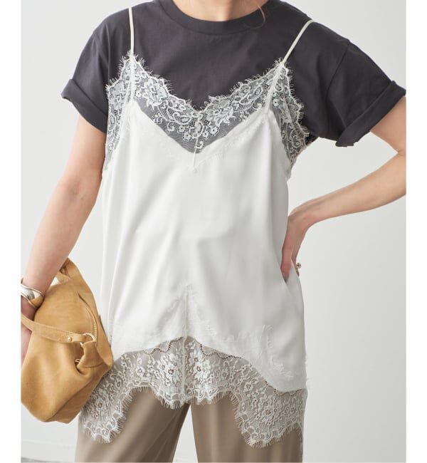 Spick and Span「《WEB限定 / 追加3予約》レースサテンチュニックキャミソール」|キャミソール|