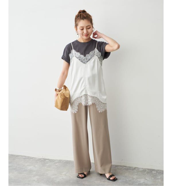 Spick and Span「《WEB限定 / 追加3予約》レースサテンチュニックキャミソール」|キャミソール|