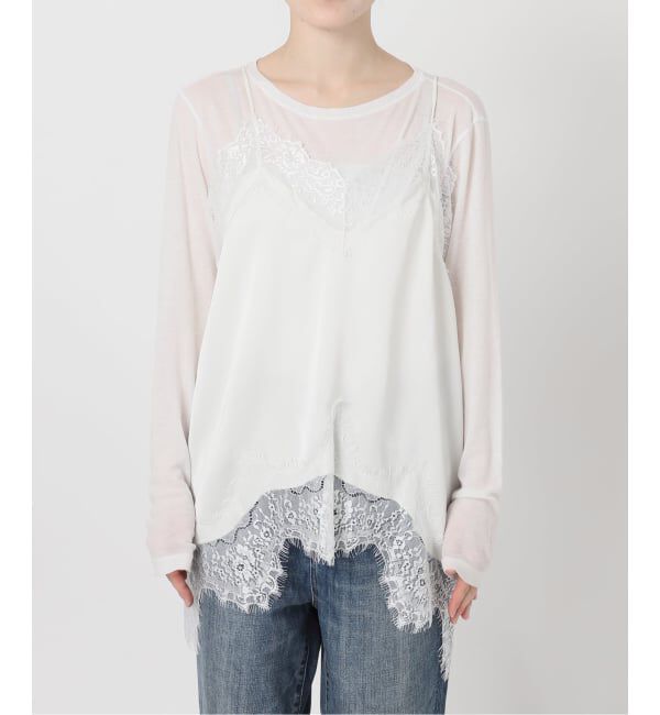 Spick and Span「《WEB限定 / 追加3予約》レースサテンチュニックキャミソール」|キャミソール|