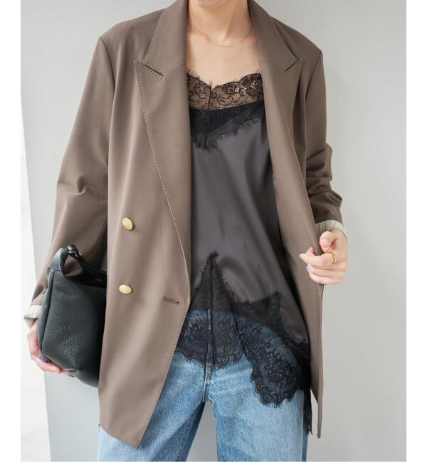 Spick and Span「《WEB限定 / 追加3予約》レースサテンチュニックキャミソール」|キャミソール|