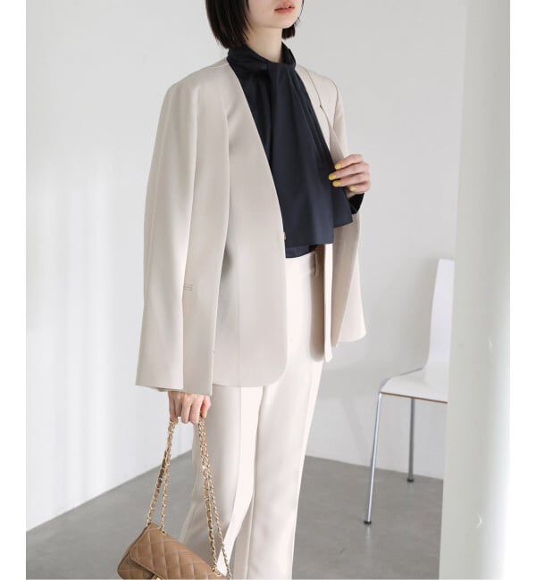  「2WAYスリットジャケット」|ノーカラージャケット|