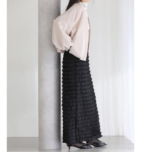  「【洗える】PROVOKE/プロヴォーク フリルマキシスカート」|スカート|