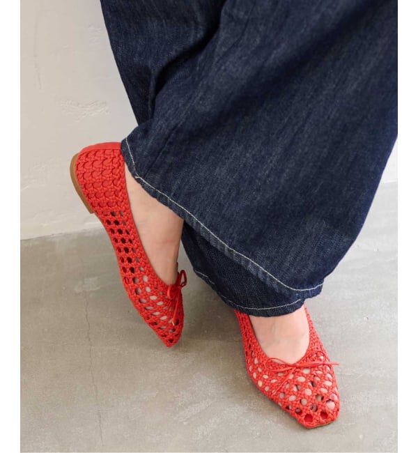  「スクエアソフトメッシュバレエ」|バレエシューズ|レッド