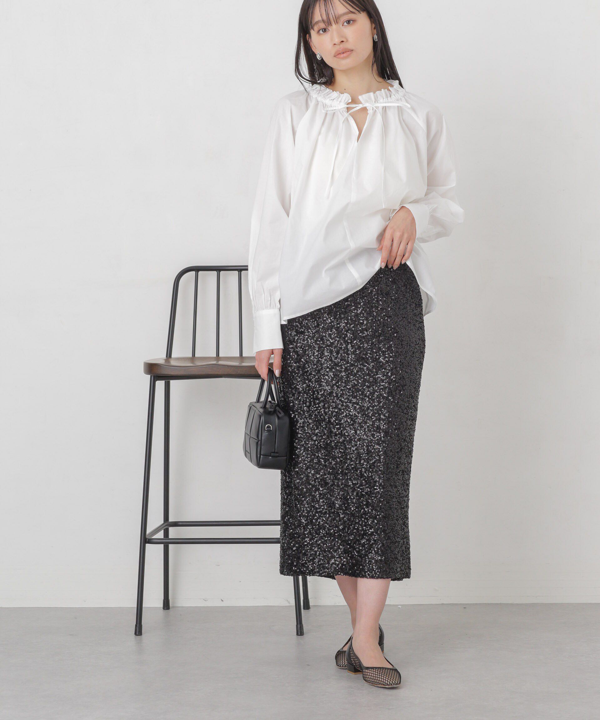 nano･universe「スパンコールIラインスカート」|スカート|