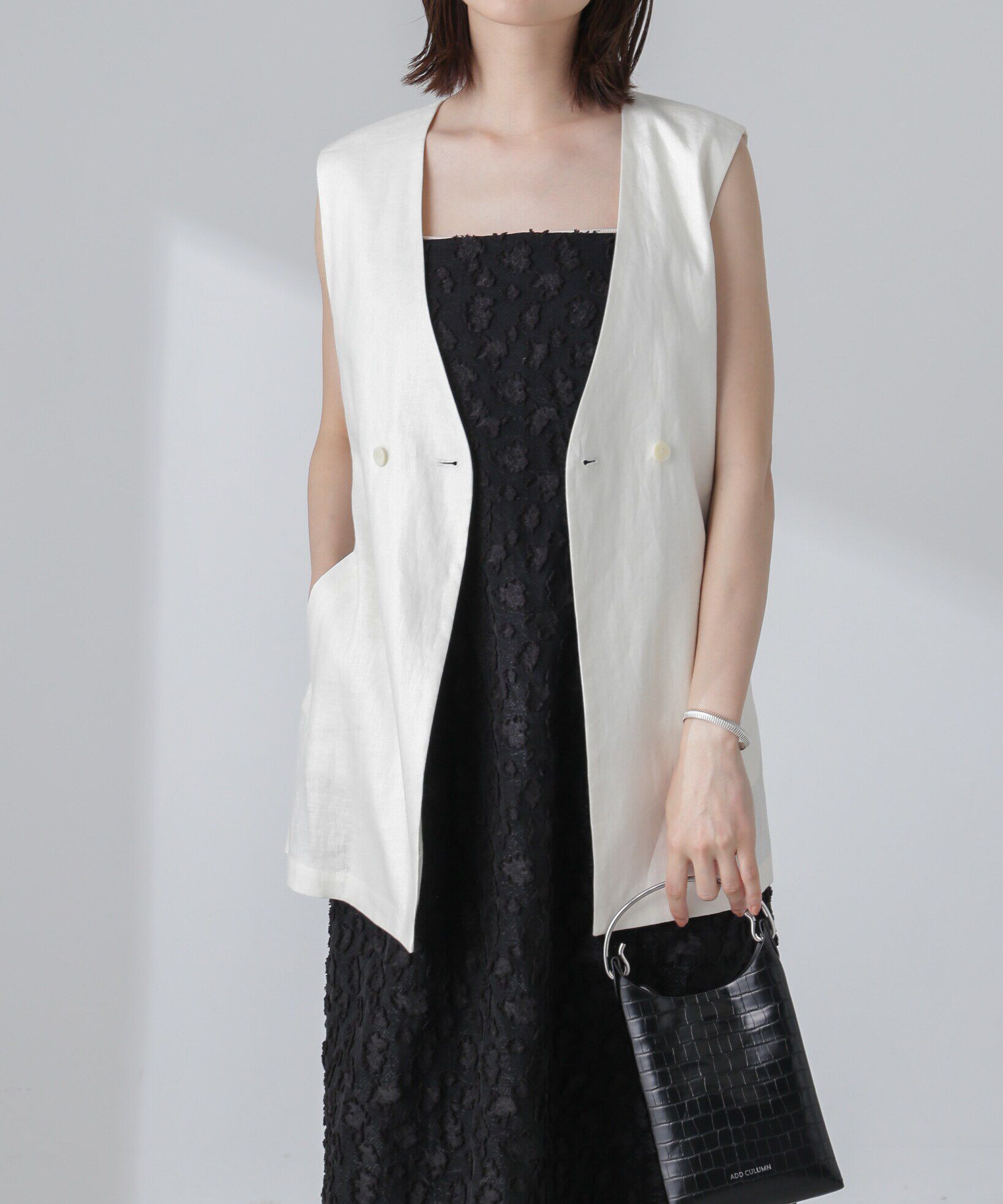 nano･universe「ベルト付リネンジレ(セットアップ可)」|ベスト・ジレ|