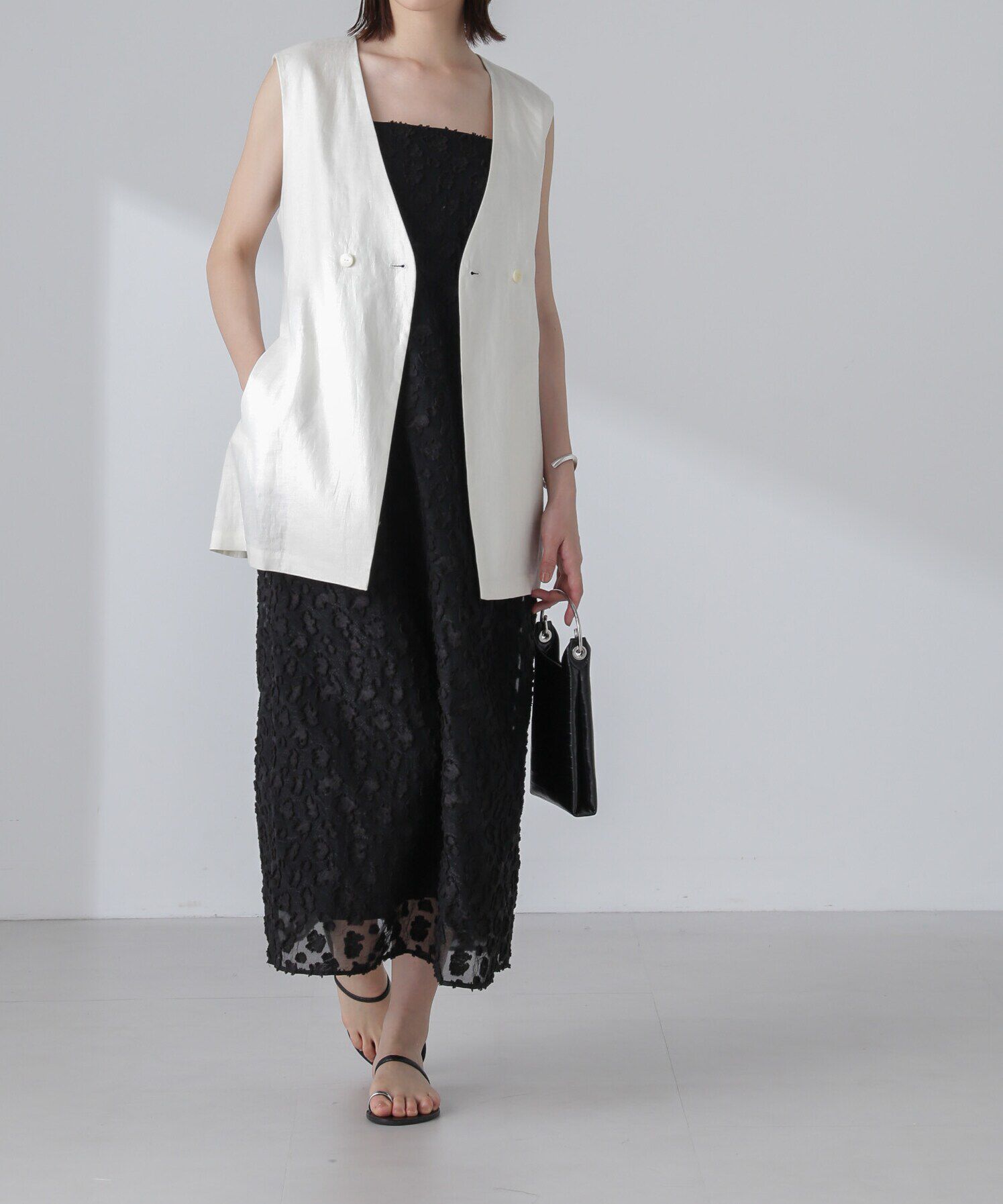 nano･universe「ベルト付リネンジレ(セットアップ可)」|ベスト・ジレ|