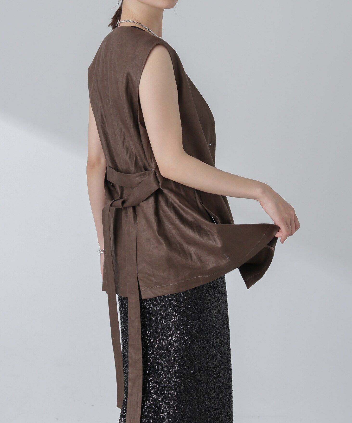 nano･universe「ベルト付リネンジレ(セットアップ可)」|ベスト・ジレ|