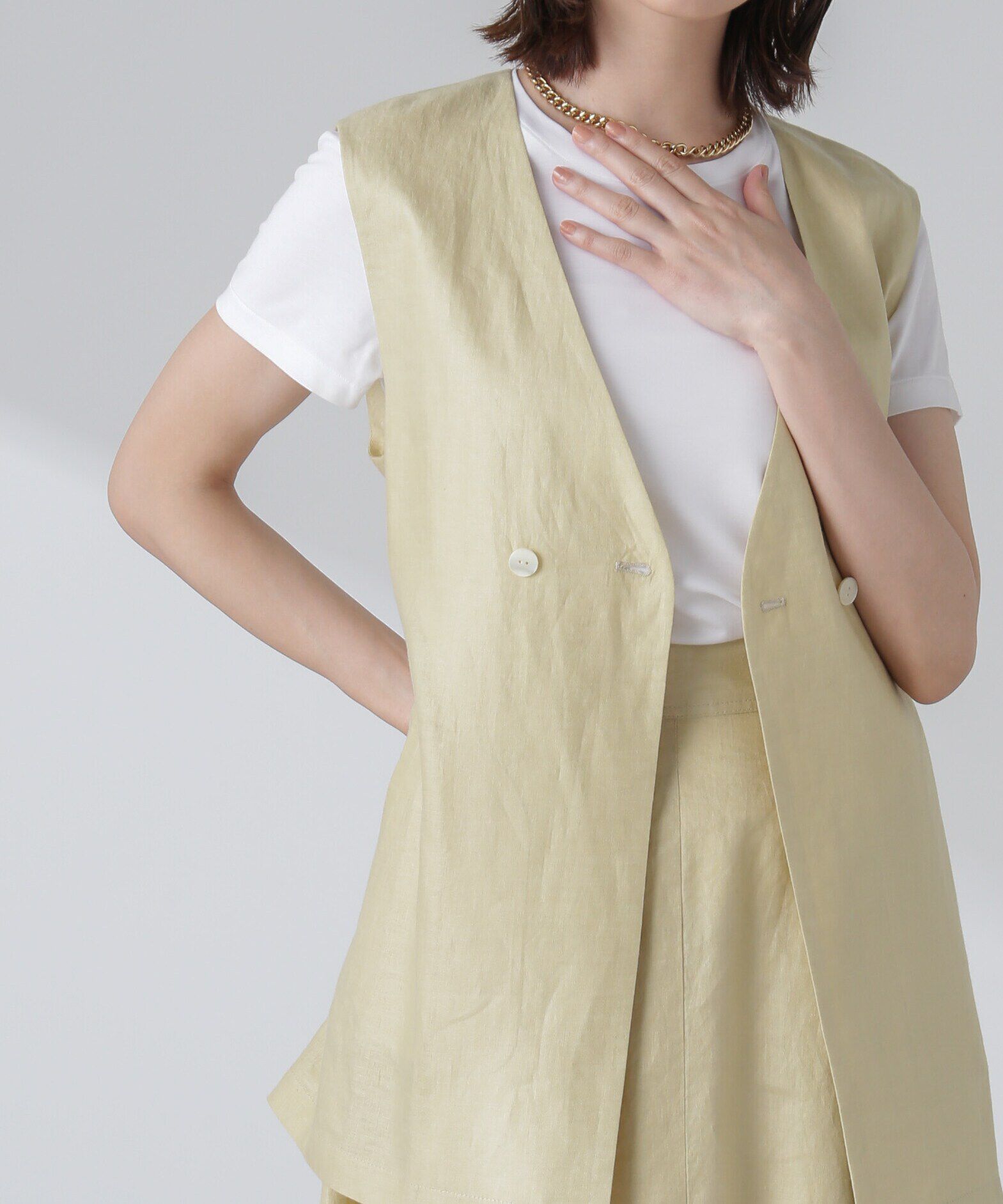 nano･universe「ベルト付リネンジレ(セットアップ可)」|ベスト・ジレ|