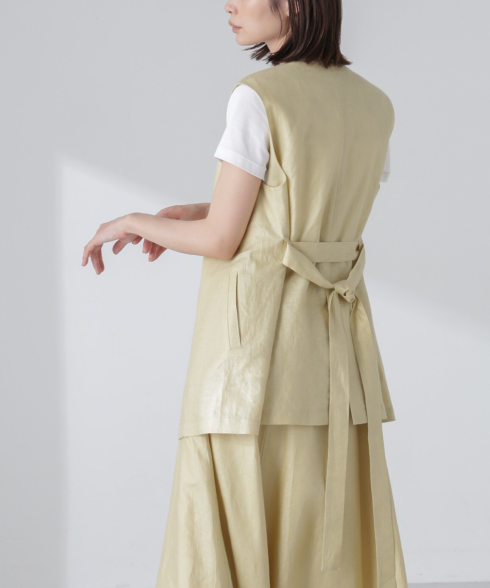 nano･universe「ベルト付リネンジレ(セットアップ可)」|ベスト・ジレ|