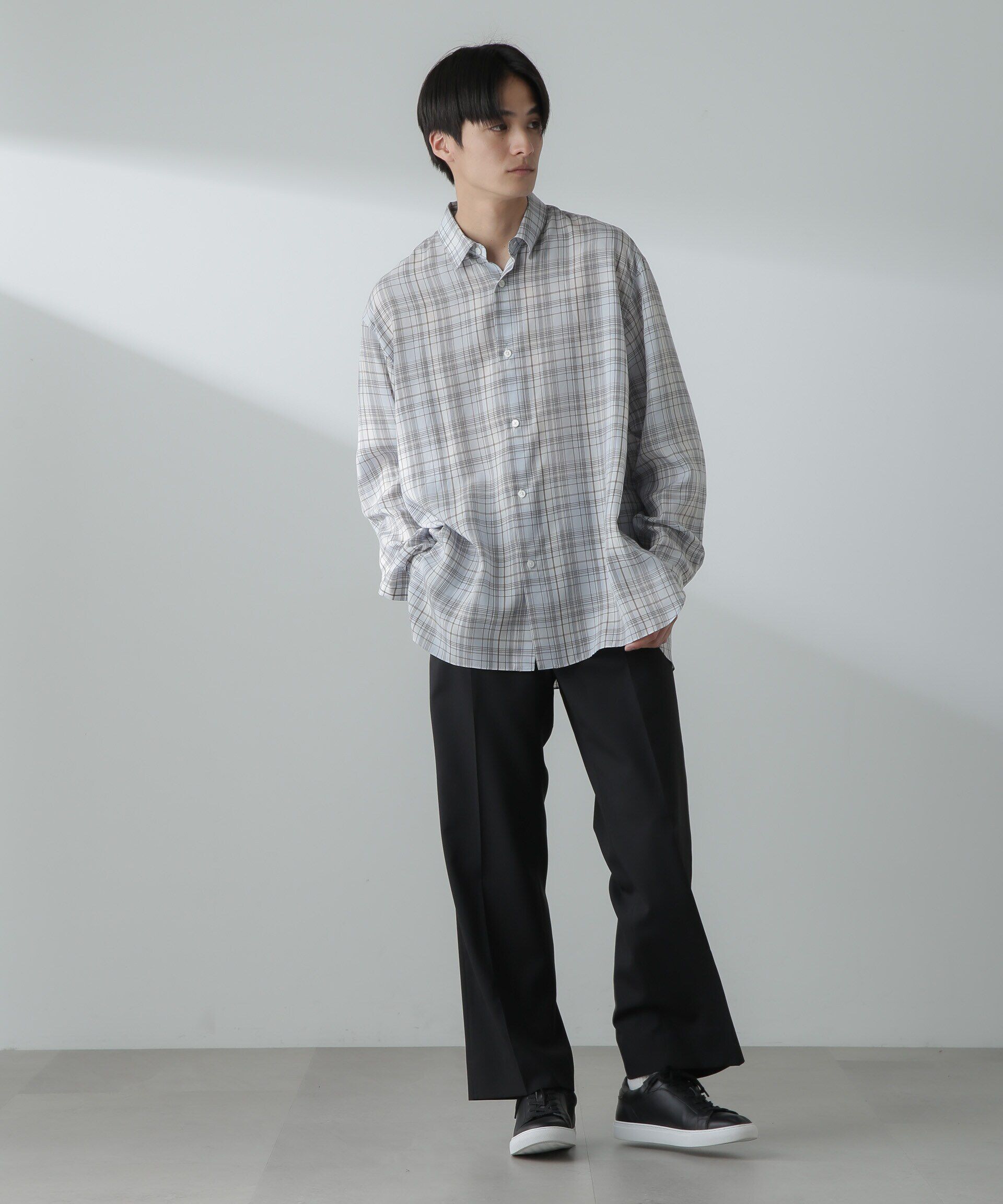 nano･universe「COOLMAX T/Wストレッチブートレッグパンツ」|チノ|