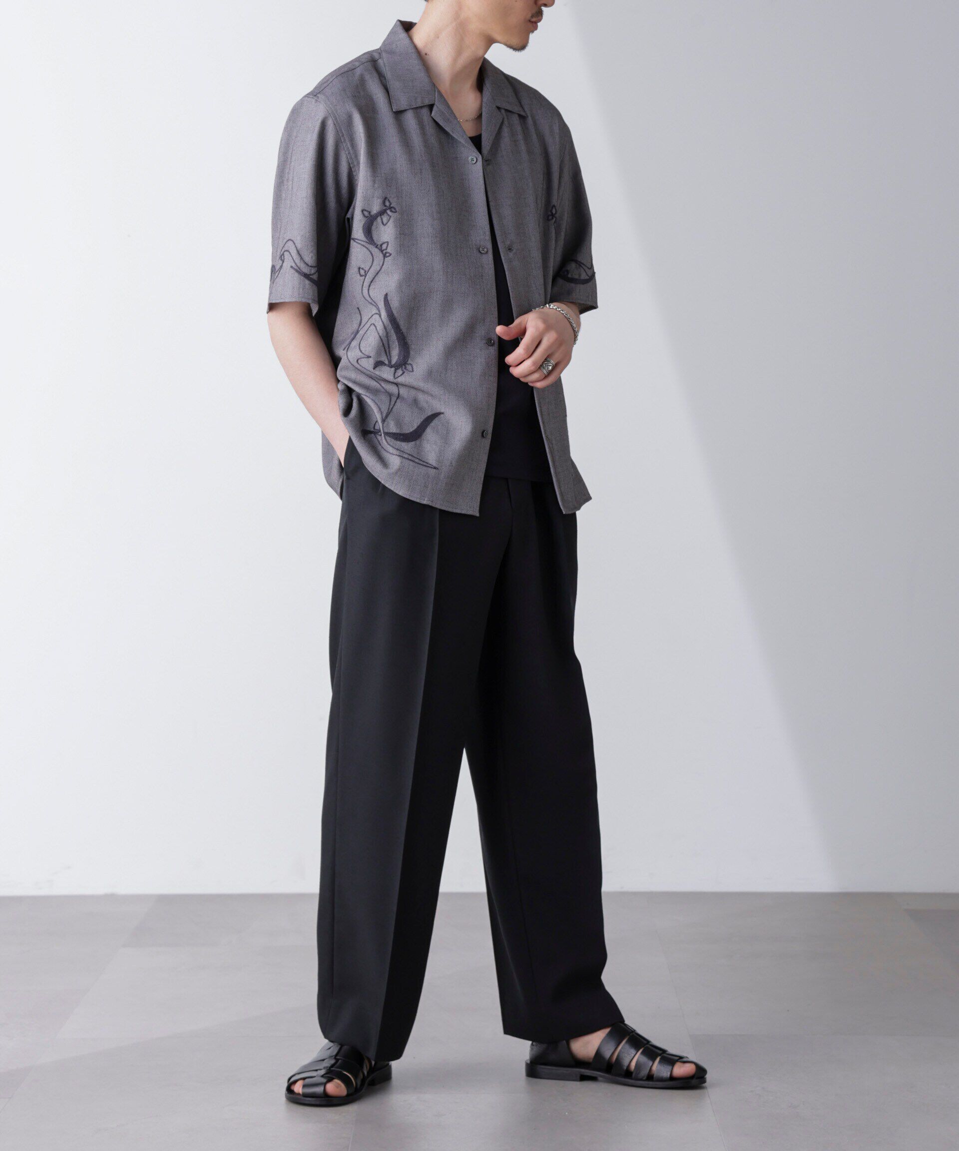 nano･universe「チェーン刺繍オープンカラーシャツ」|シャツ・ブラウス|