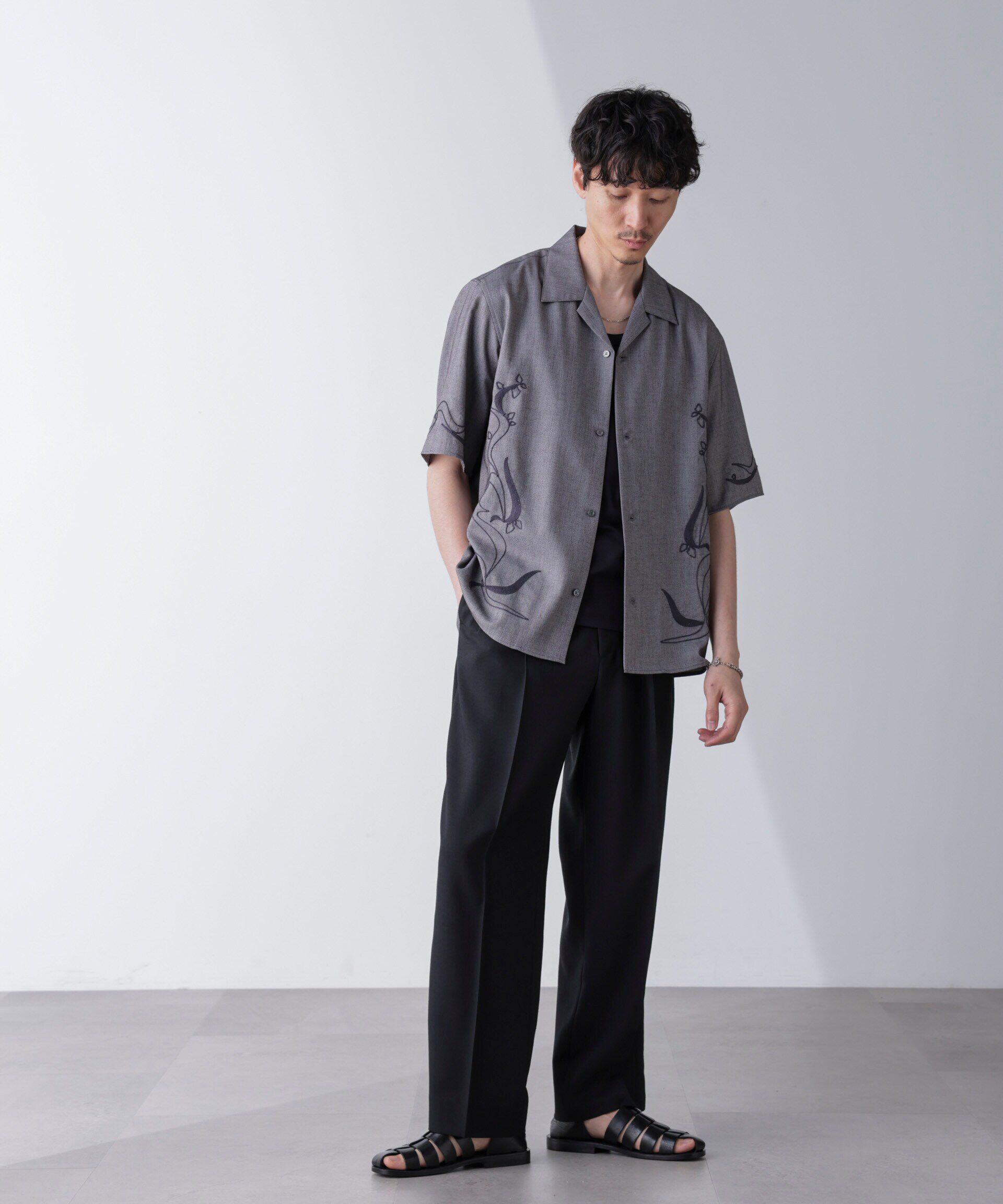 nano･universe「チェーン刺繍オープンカラーシャツ」|シャツ・ブラウス|