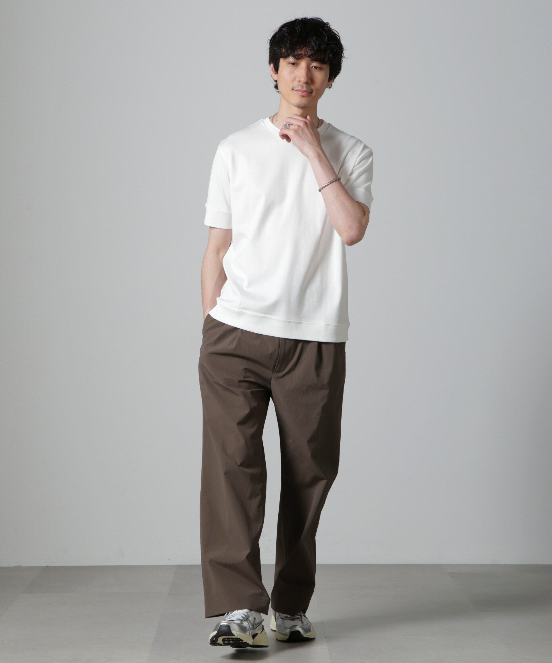 nano･universe「｢FORMAL JERSEY｣クルーネックカットソー半袖」|Tシャツ・カットソー|ホワイト