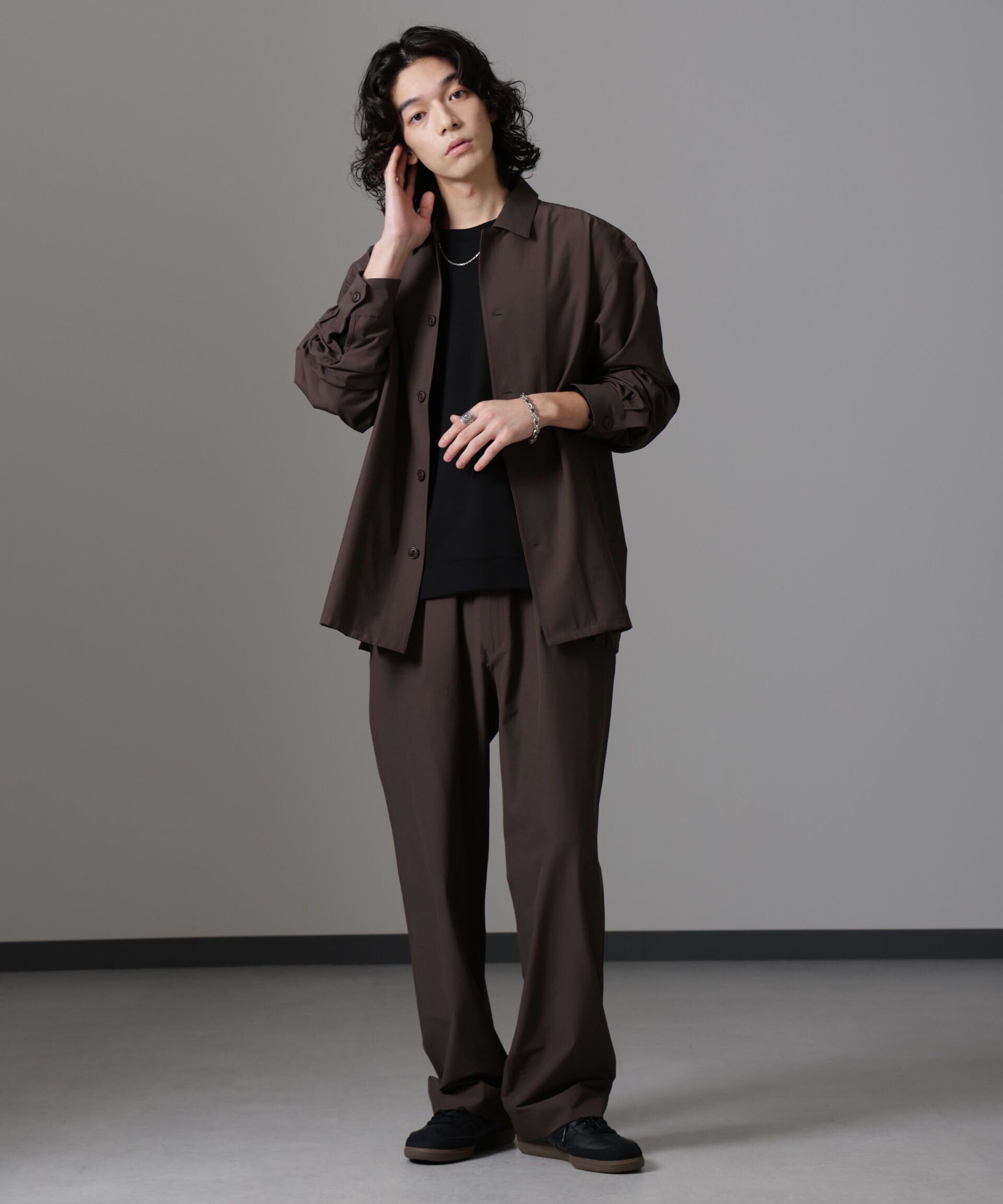 nano･universe「ストレッチワイドイージーパンツ(セットアップ可)」|チノ|