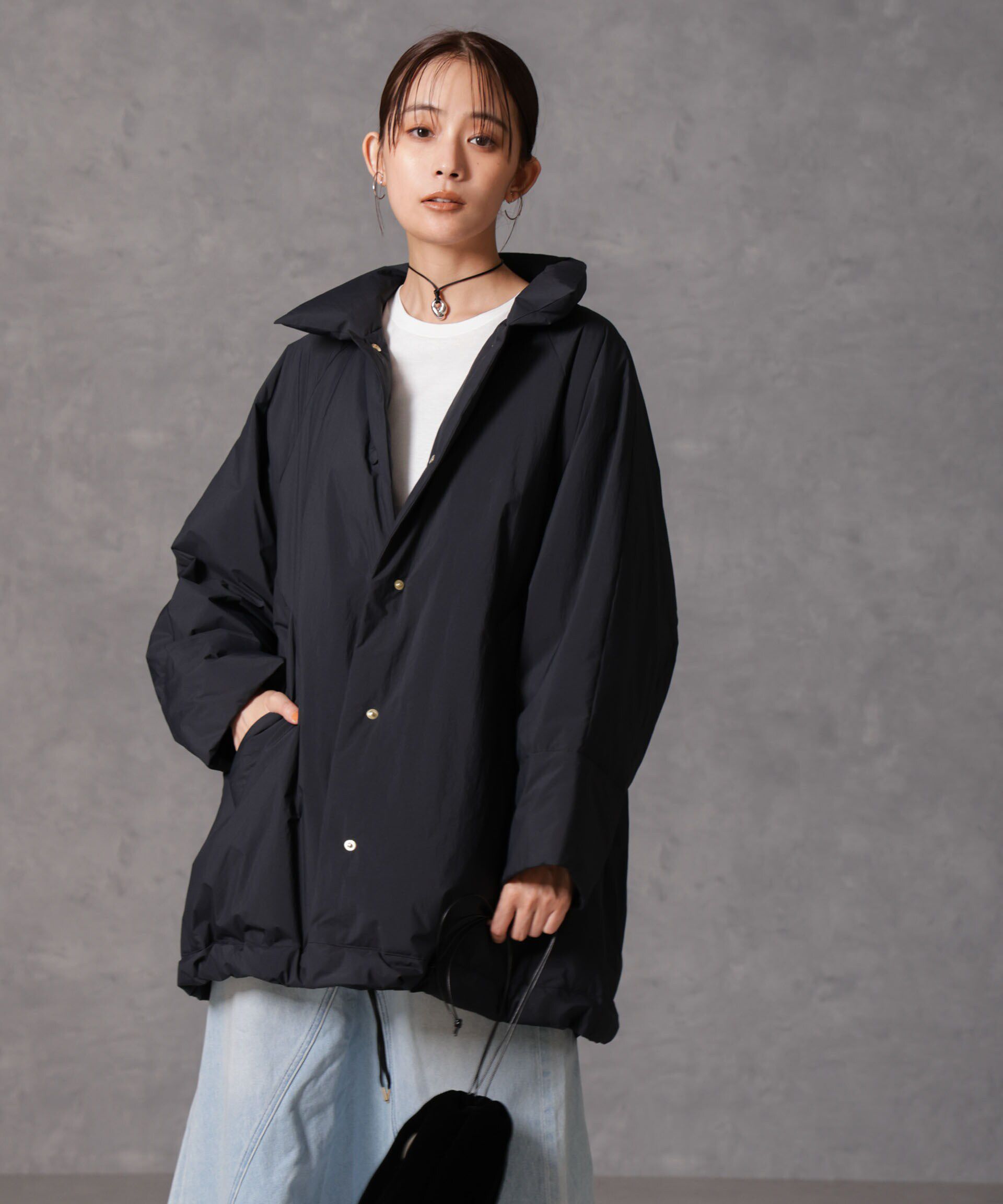 nano･universe「「西川ダウン(R)」ミドル丈バックタックコート」|ダウン|