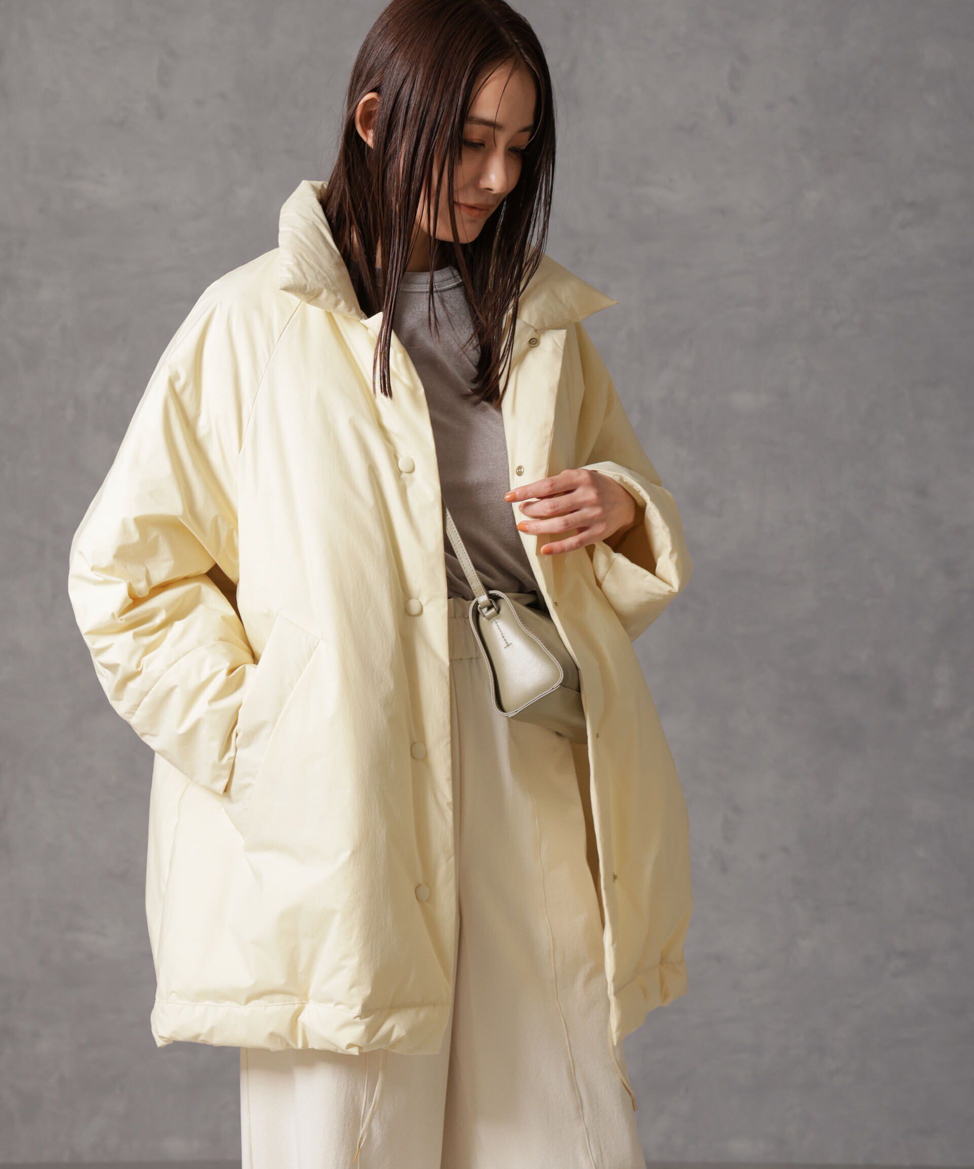 nano･universe「「西川ダウン(R)」ミドル丈バックタックコート」|ダウン|