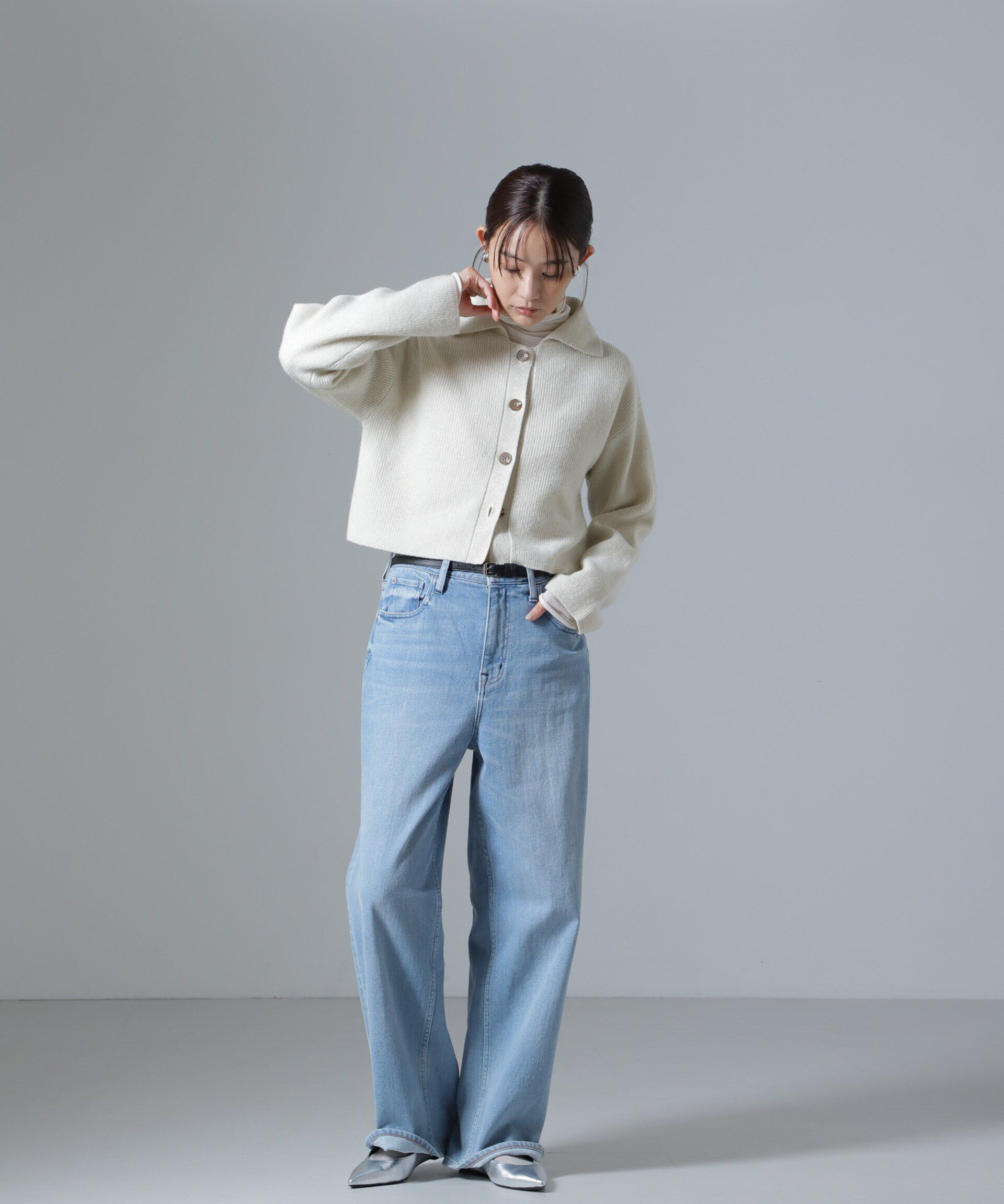 nano･universe「片畔ラメカラーカーディガン」|ニット・セーター|