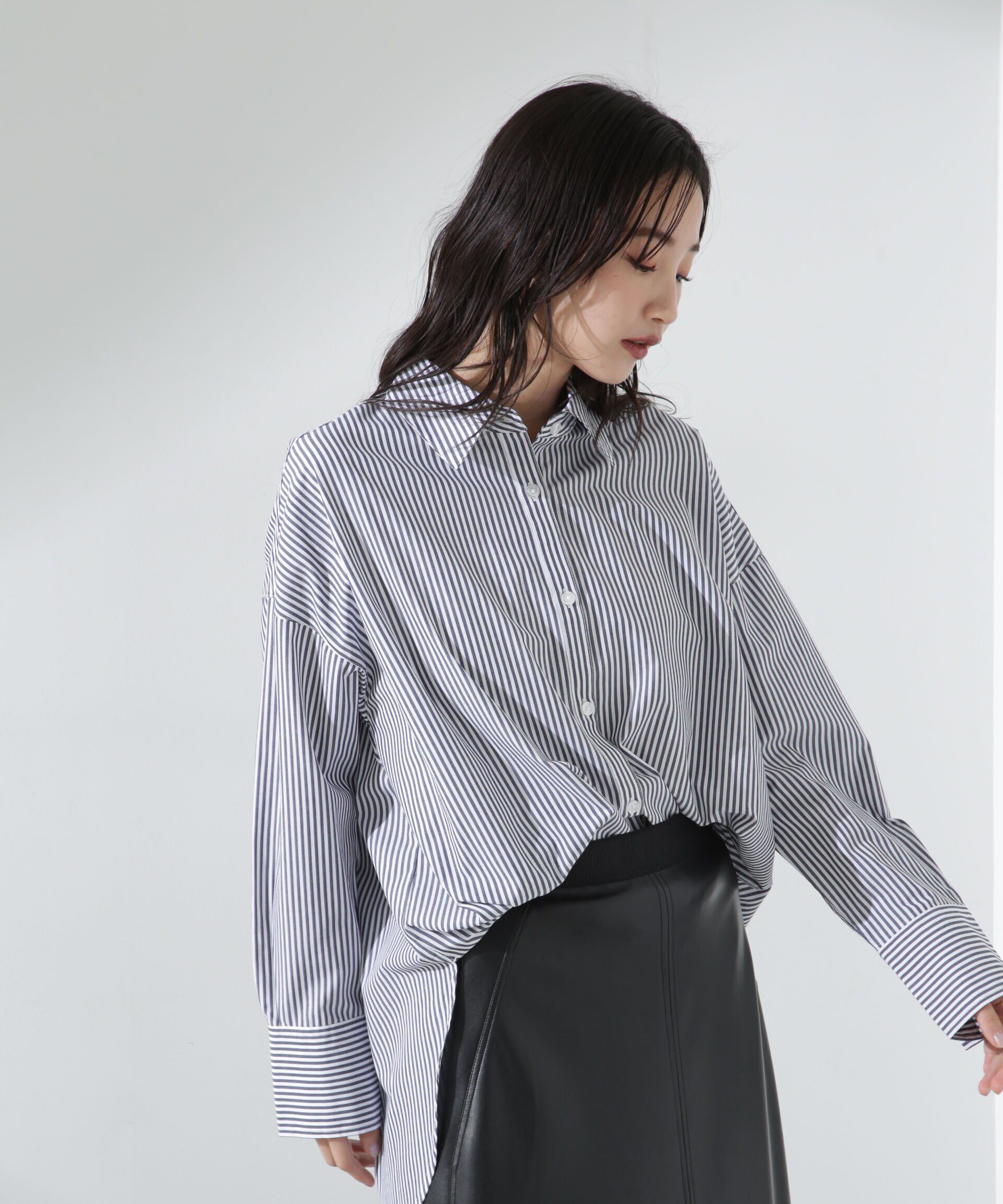 nano･universe「ブロードワイドシルエットシャツ」|シャツ・ブラウス|ブラック