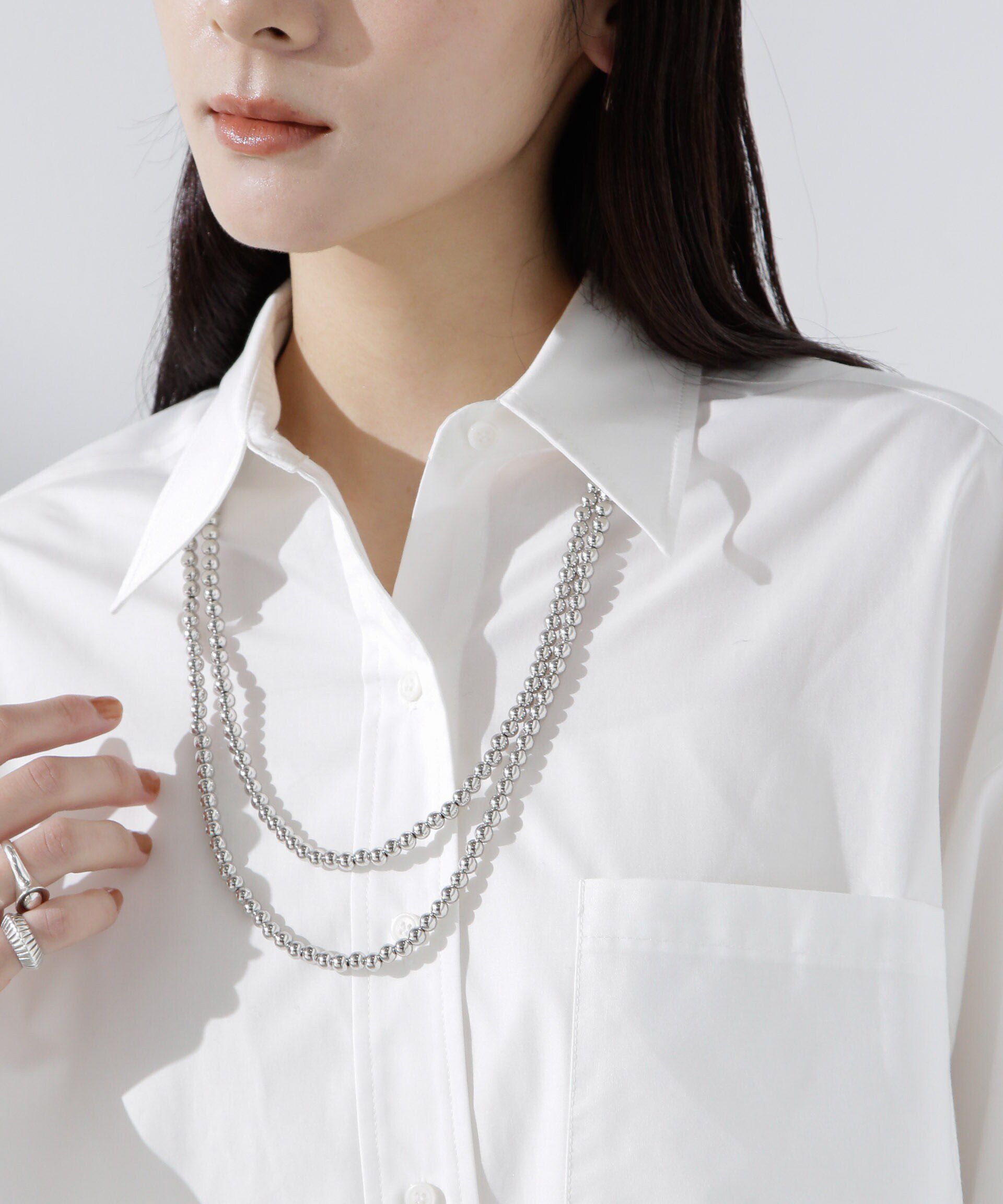 nano･universe「パールロングネックレス」|ネックレス|シルバー