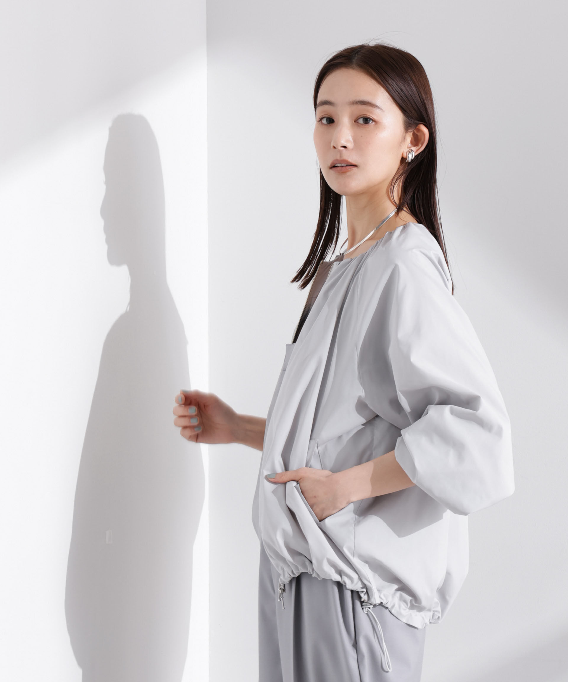 nano･universe「ソフトギャザージップブルゾン」|ブルゾン・スタジャン|