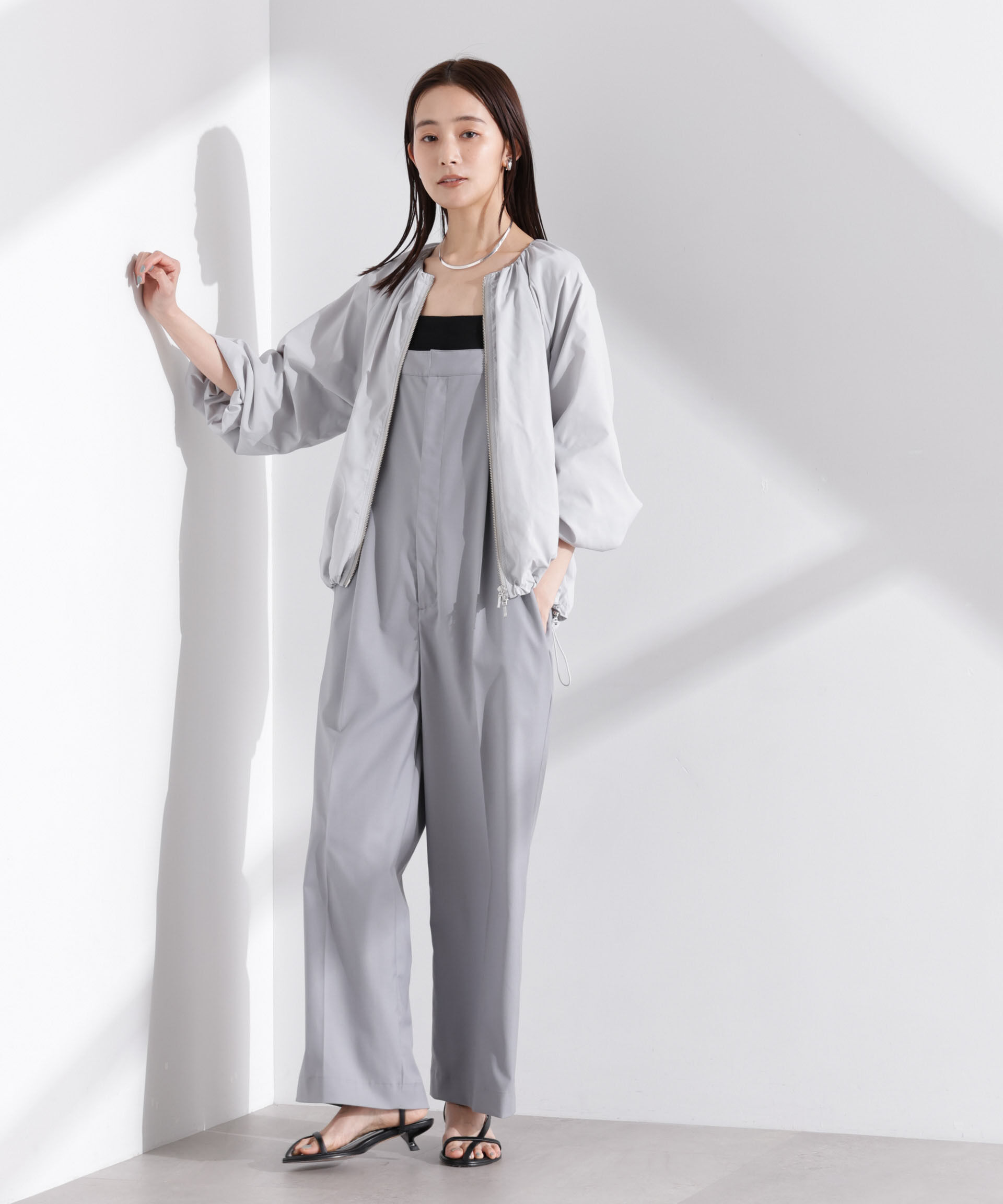 nano･universe「ソフトギャザージップブルゾン」|ブルゾン・スタジャン|