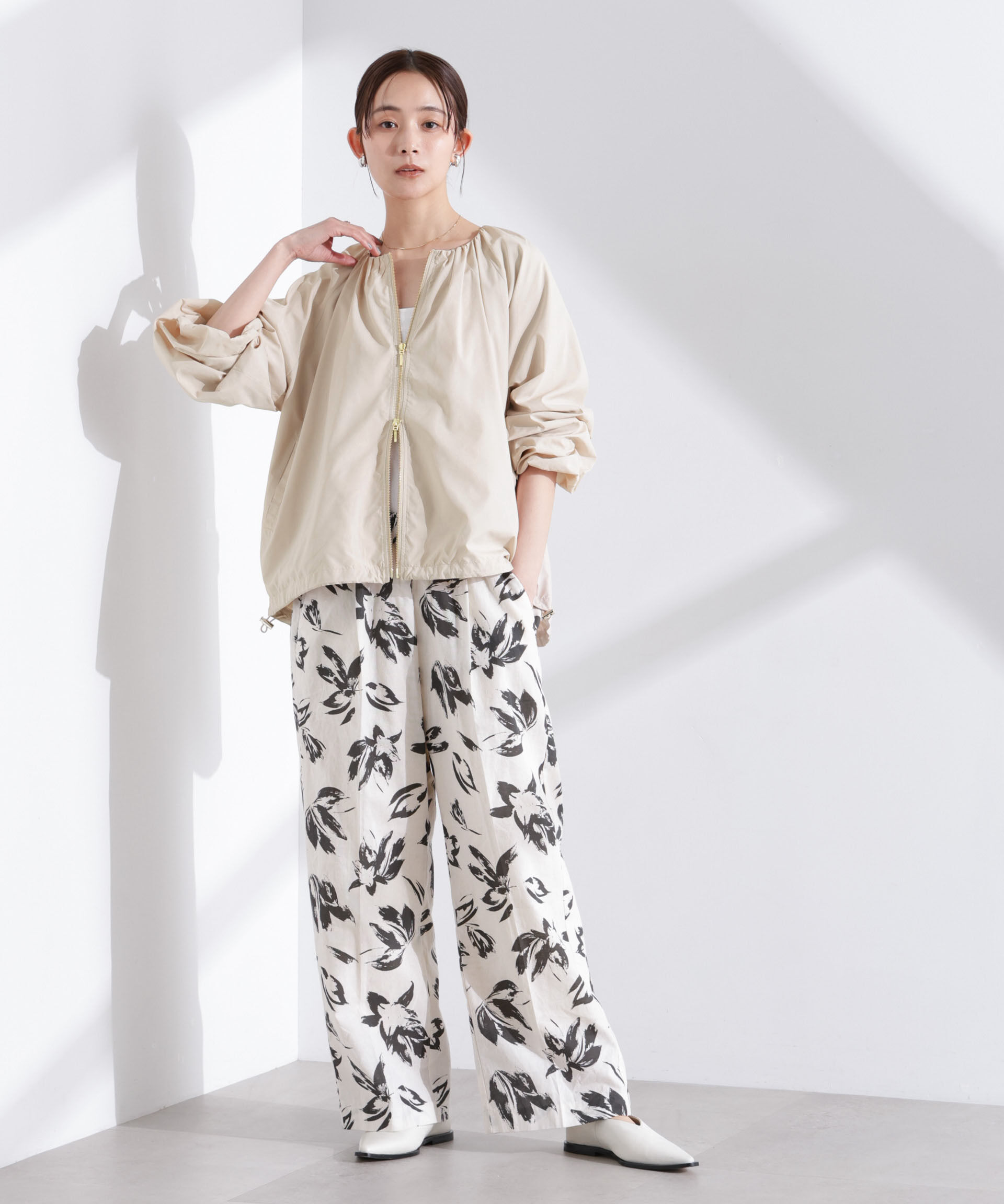 nano･universe「ソフトギャザージップブルゾン」|ブルゾン・スタジャン|