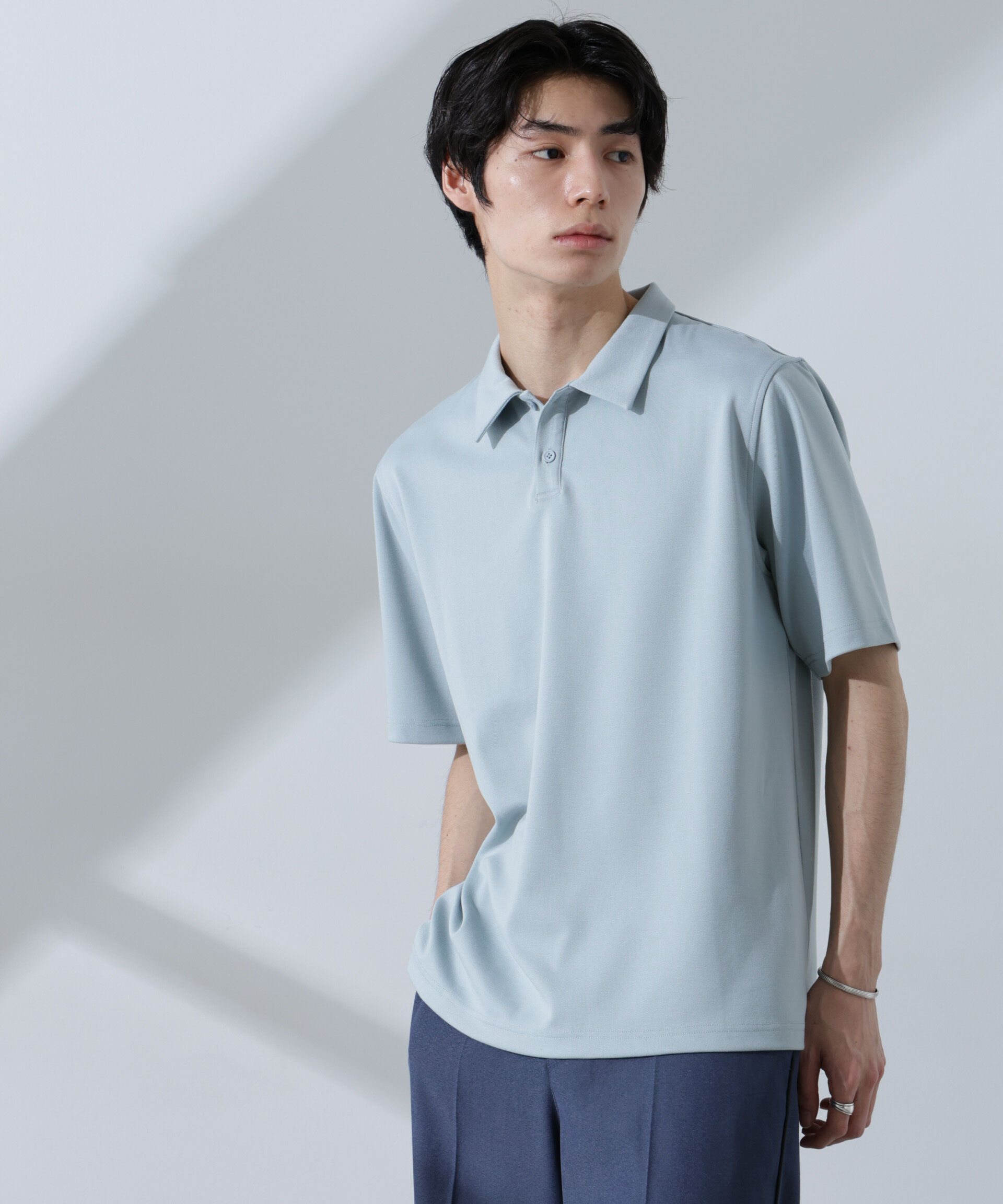 nano･universe「Pe/Ry鹿の子ポロシャツ 半袖」|Tシャツ・カットソー|ブルーグレー5