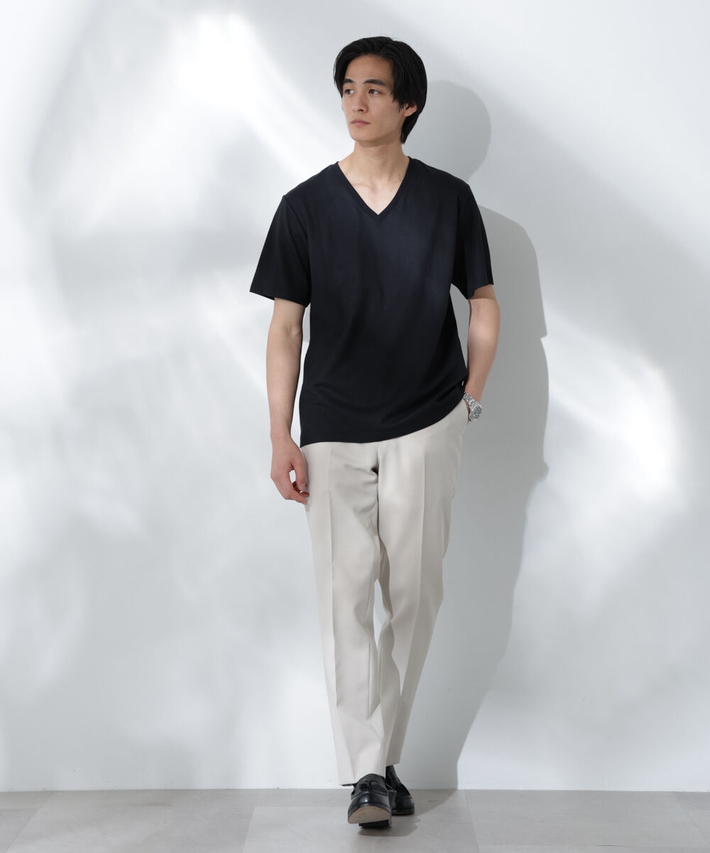 nano･universe「WEB限定/Anti Soaked(R) 汗染み防止 Vネック レギュラーシルエットTシャツ」|Tシャツ・カットソー|