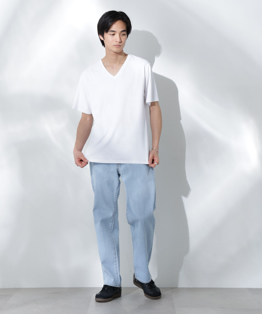 nano･universe「WEB限定/Anti Soaked(R) 汗染み防止 Vネック レギュラーシルエットTシャツ」|Tシャツ・カットソー|