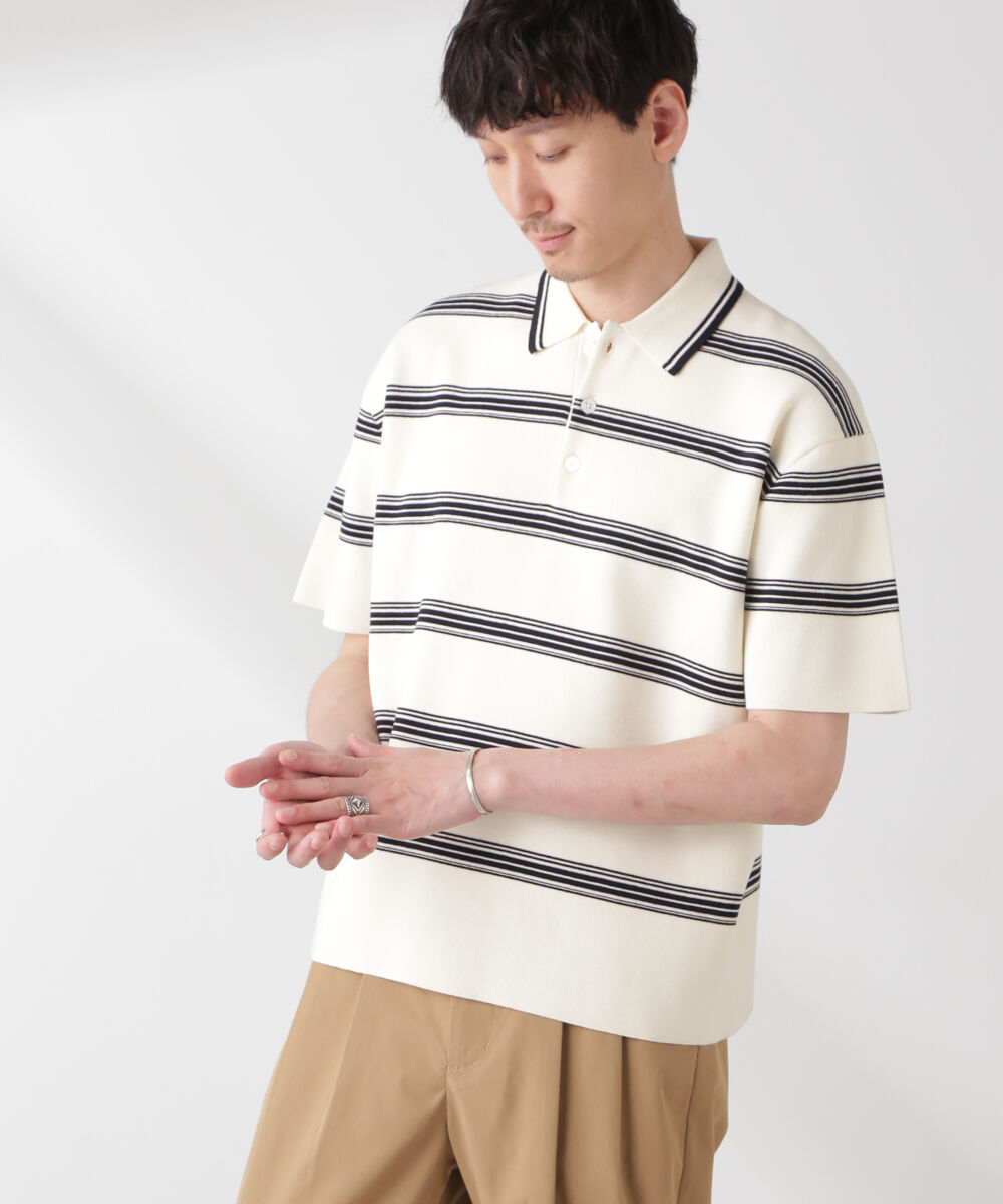 nano･universe「ミラノリブボーダーニットポロ」|ニット・セーター|エクリュ4