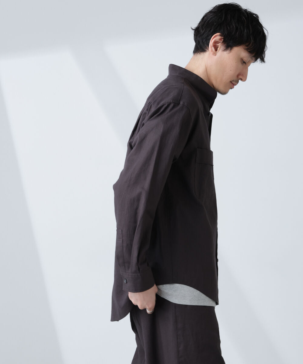 nano･universe「「BELGIUM LINEN FABRICS」リネンコットンスタンドカラーシャツ」|シャツ・ブラウス|