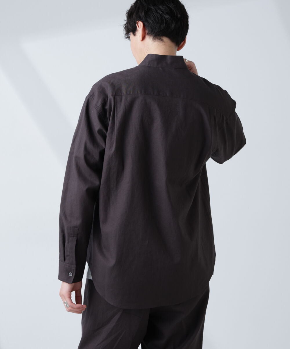nano･universe「「BELGIUM LINEN FABRICS」リネンコットンスタンドカラーシャツ」|シャツ・ブラウス|