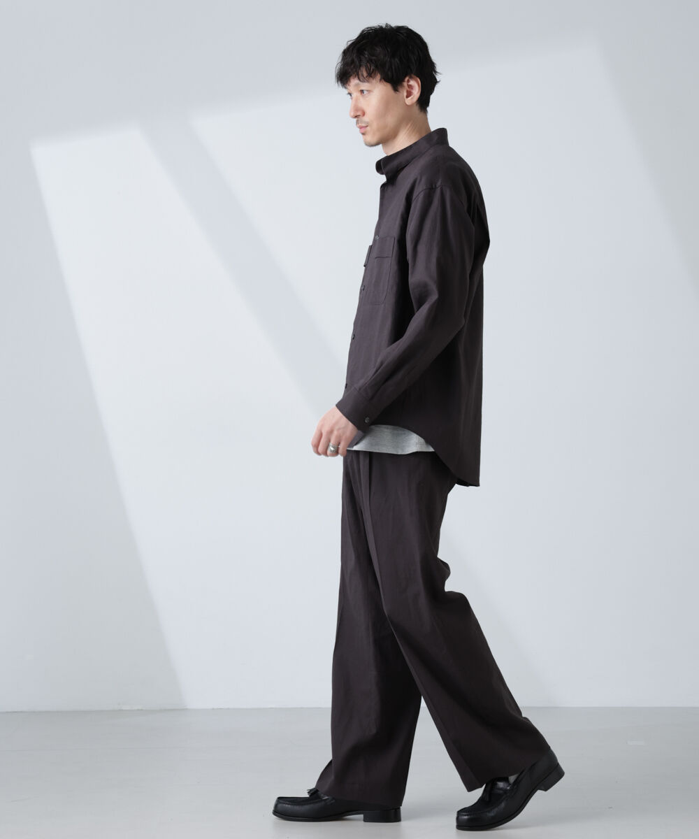 nano･universe「「BELGIUM LINEN FABRICS」リネンコットンスタンドカラーシャツ」|シャツ・ブラウス|