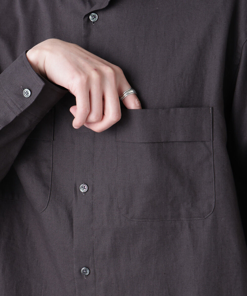 nano･universe「「BELGIUM LINEN FABRICS」リネンコットンスタンドカラーシャツ」|シャツ・ブラウス|