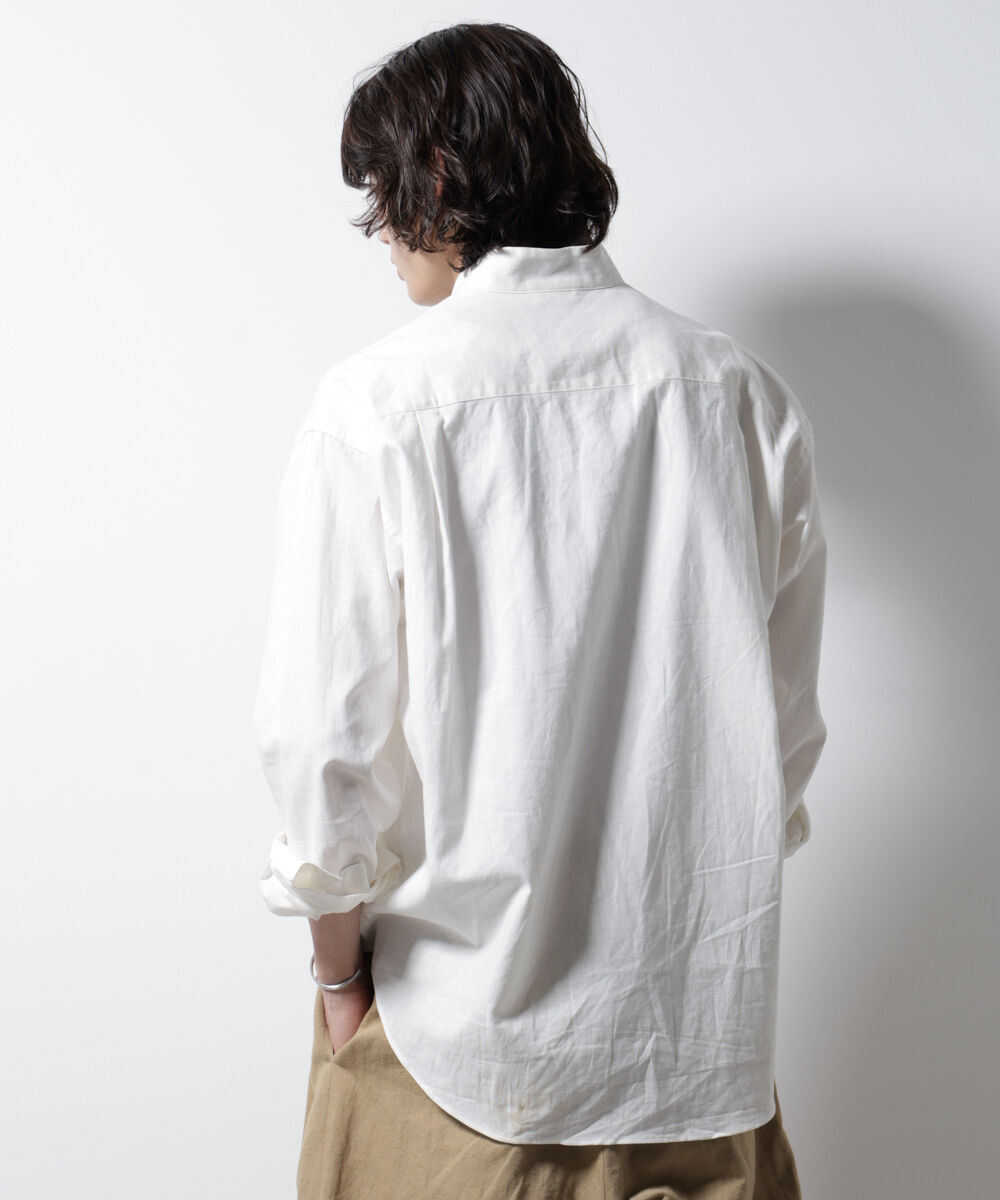 nano･universe「「BELGIUM LINEN FABRICS」リネンコットンスタンドカラーシャツ」|シャツ・ブラウス|