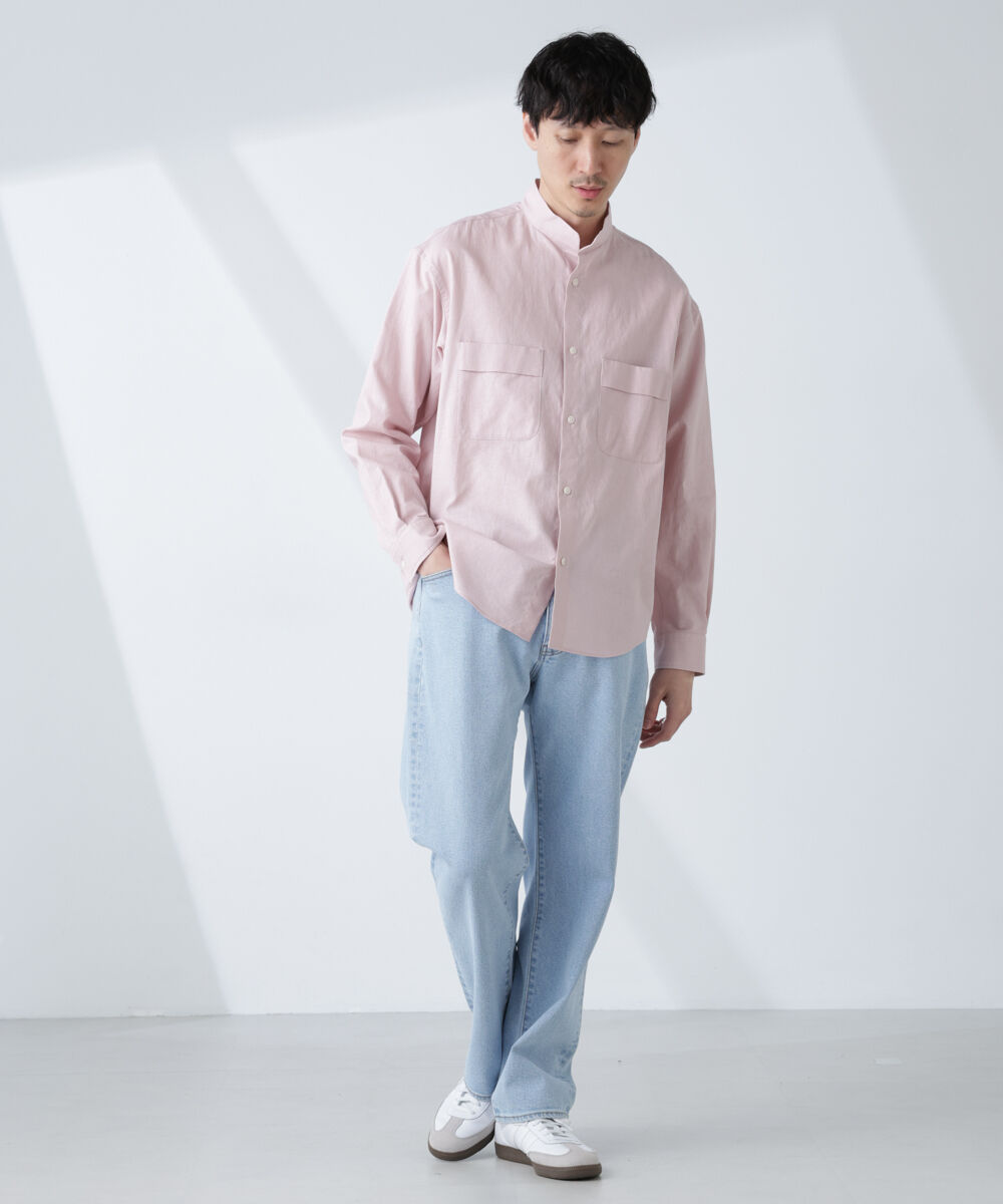 nano･universe「「BELGIUM LINEN FABRICS」リネンコットンスタンドカラーシャツ」|シャツ・ブラウス|