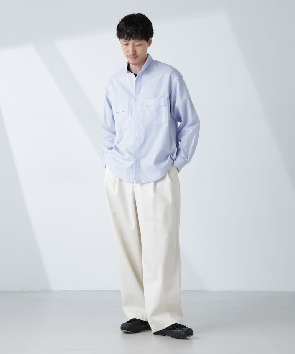 nano･universe「「BELGIUM LINEN FABRICS」リネンコットンスタンドカラーシャツ」|シャツ・ブラウス|