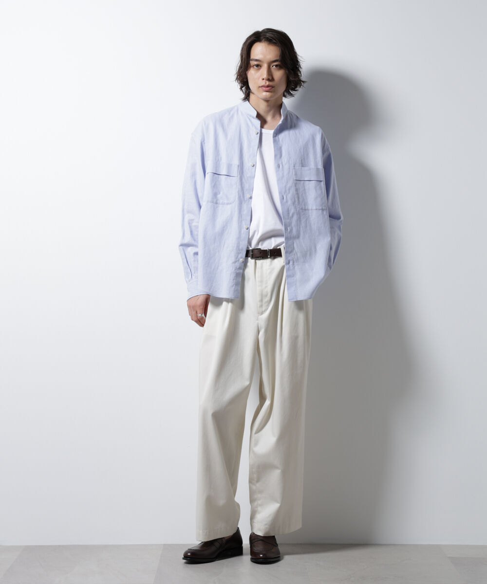 nano･universe「「BELGIUM LINEN FABRICS」リネンコットンスタンドカラーシャツ」|シャツ・ブラウス|