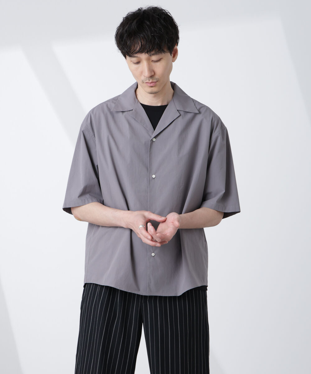 nano･universe「「大人のワイドシャツ」オープンカラー 半袖」|シャツ・ブラウス|チャコール3