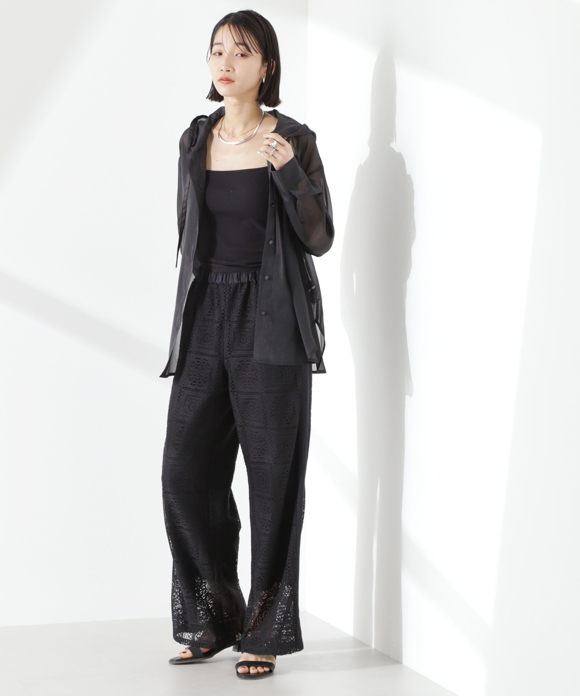 nano･universe「サイド切り替えレースパンツ」|チノ|