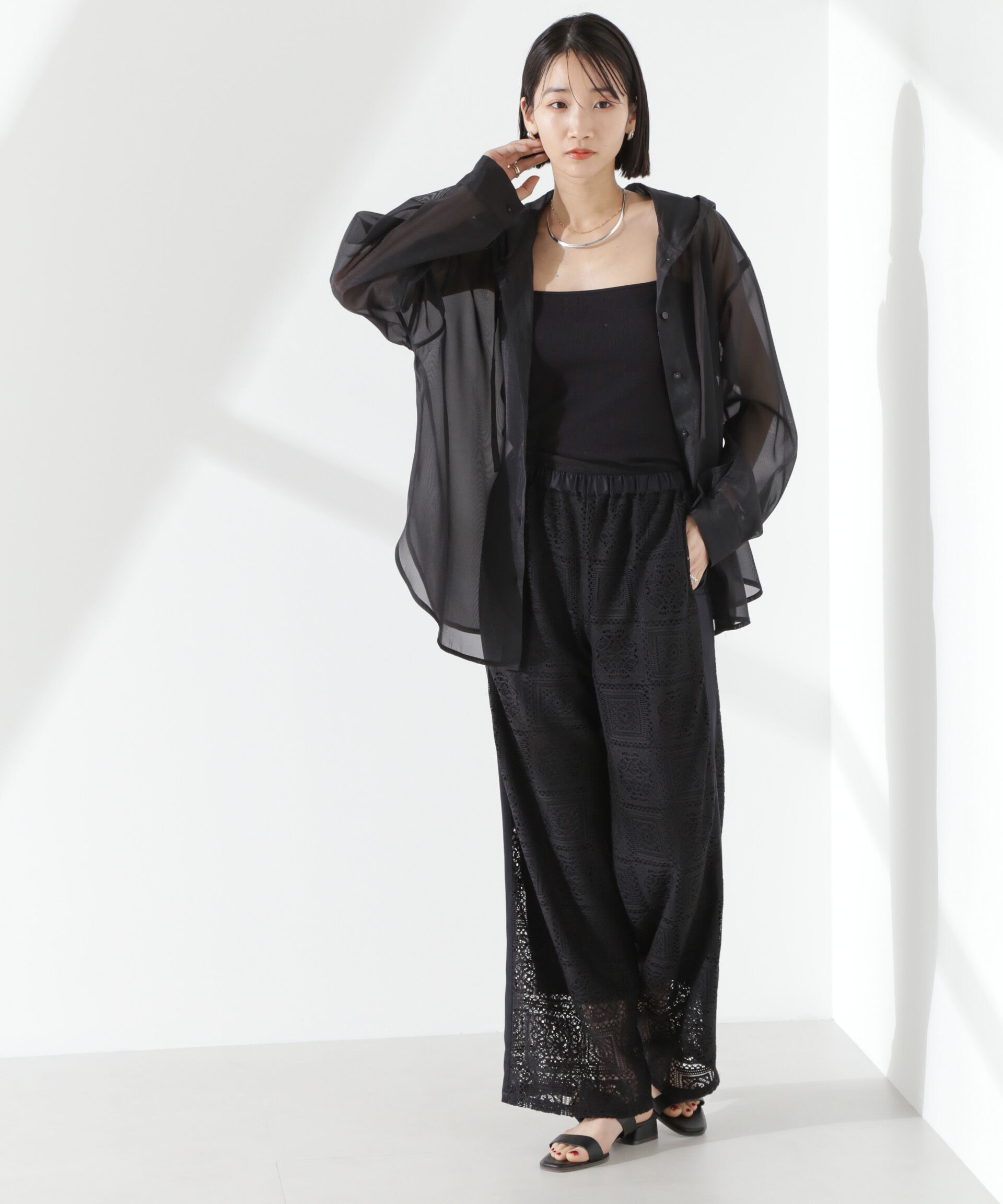 nano･universe「サイド切り替えレースパンツ」|チノ|