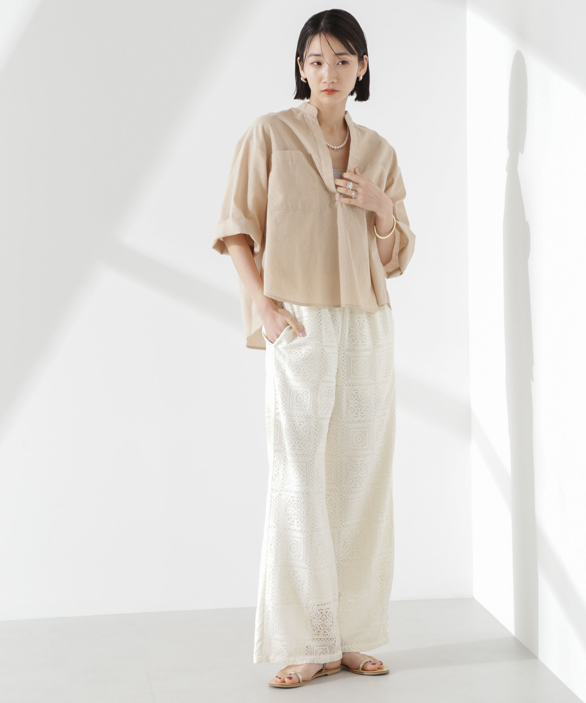 nano･universe「サイド切り替えレースパンツ」|チノ|