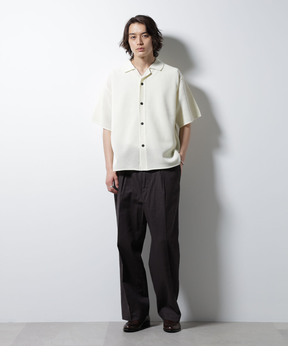 nano･universe「スポンディッシュ メッシュオープンカラーニットシャツ」|ニット・セーター|