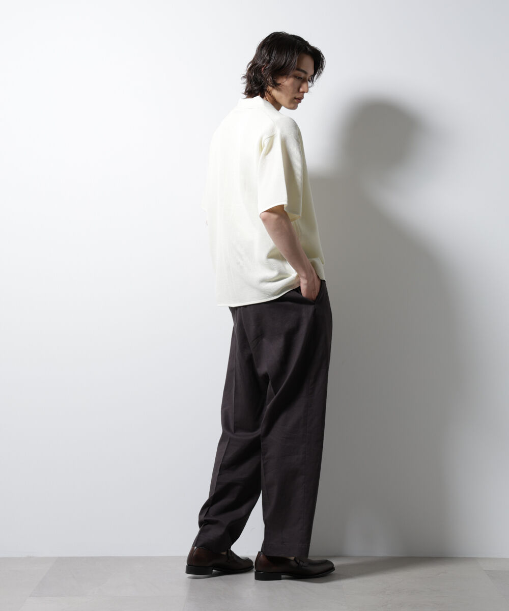 nano･universe「スポンディッシュ メッシュオープンカラーニットシャツ」|ニット・セーター|