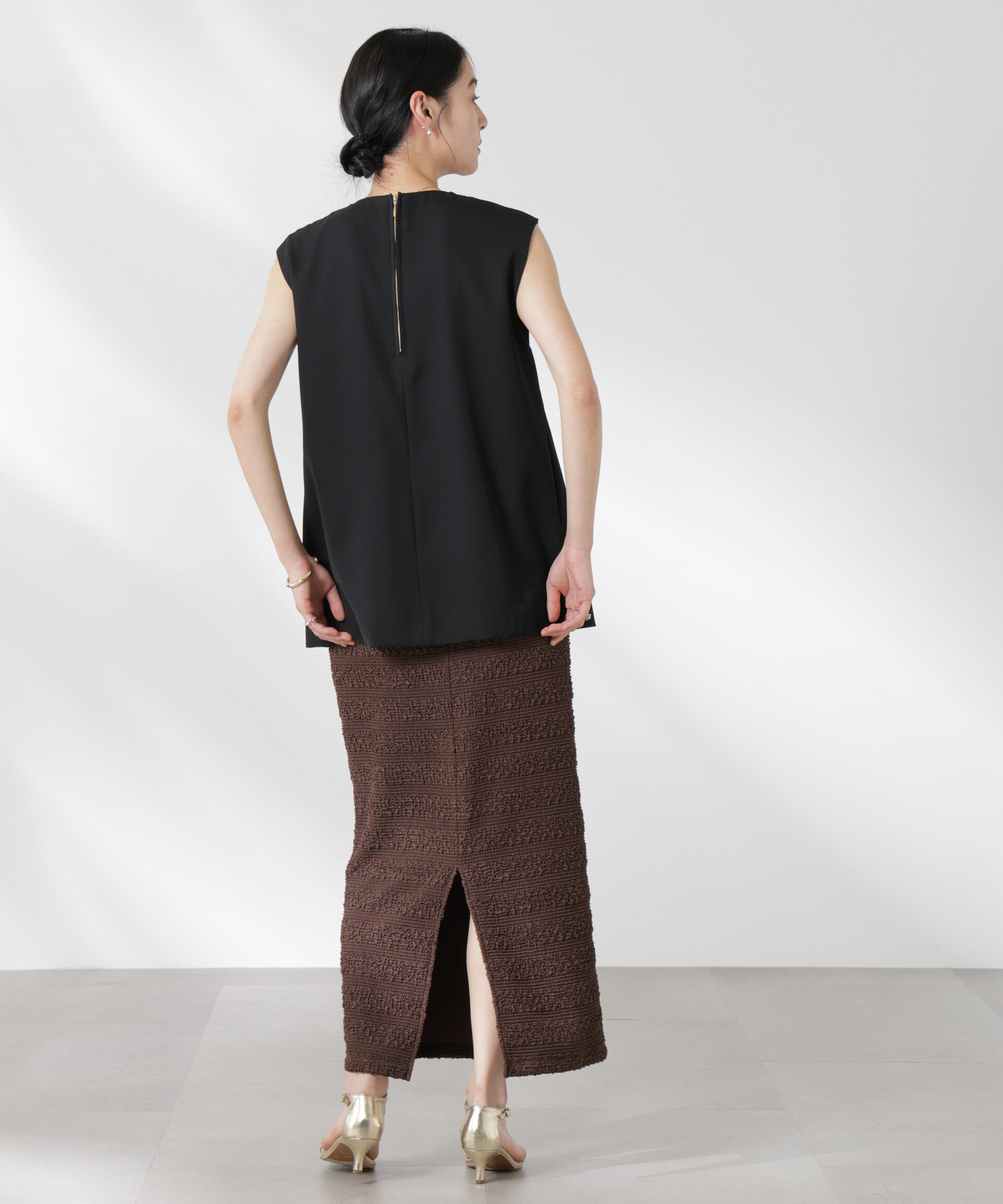 nano･universe「フクレボーダースカート」|スカート|