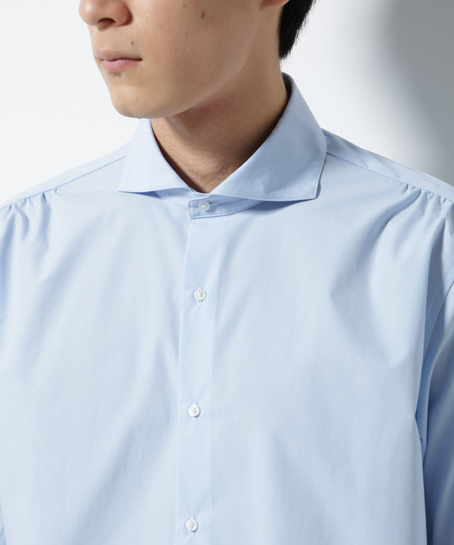 nano･universe「「N shirt」 速乾 ホリゾンタルカラーシャツ半袖」|シャツ・ブラウス|